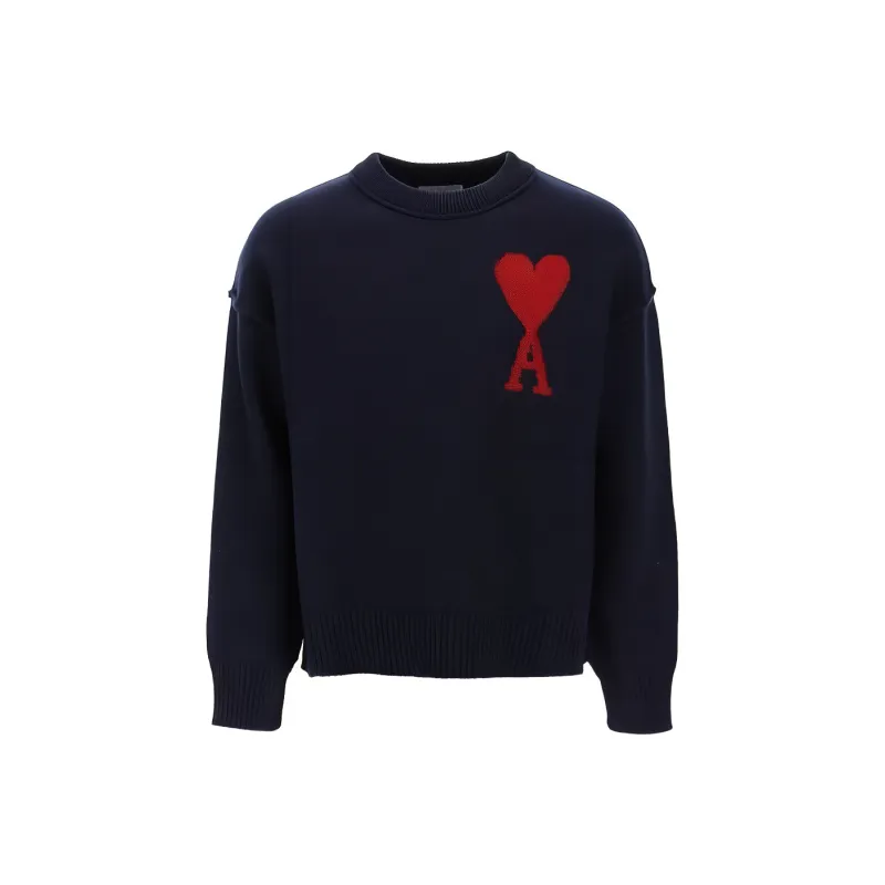 Ami Paris Ami De Coeur Felted Merino Wool Sweater-0