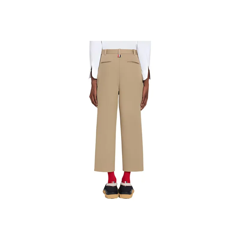 THOM BROWNE Cropped Grosgrain loop Trousers-1
