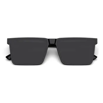 MID Plate And Metal Rectangular Sunglasses Unisex Black