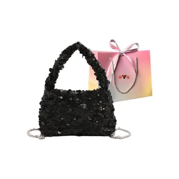 Yalu Sequins One Shoulder Handbag Regular Women's Black/White