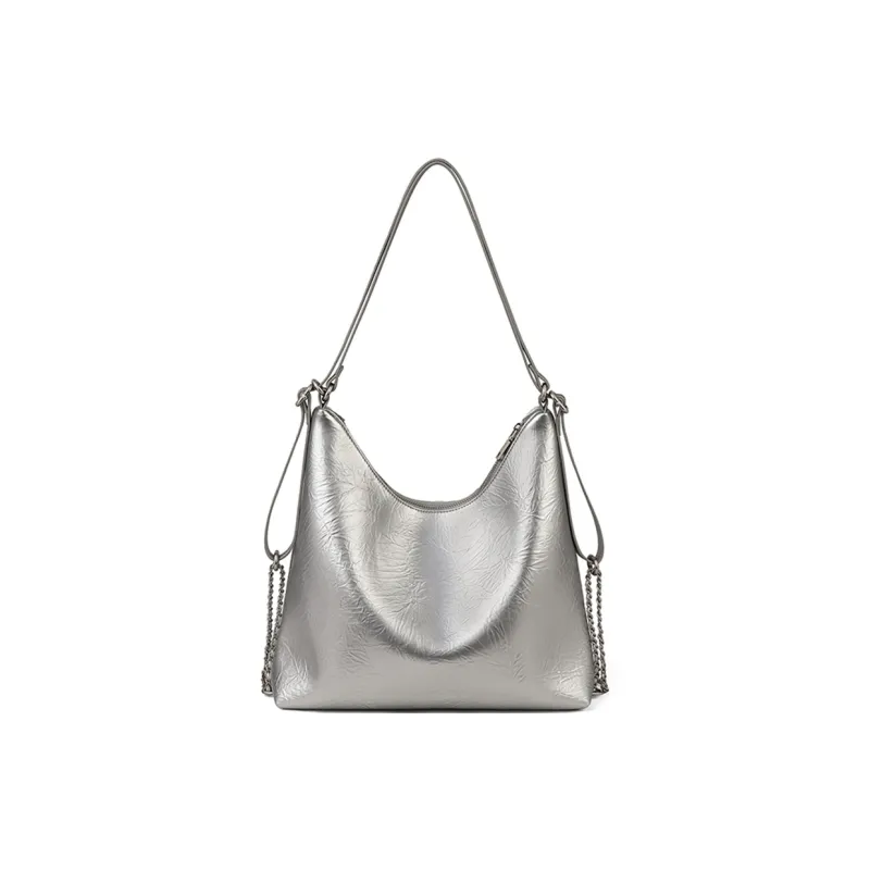 COMELY Cow Leather Tote Bag, Shopping Bag, Shoulder Bag, Backpack Regular Women's Silver-6