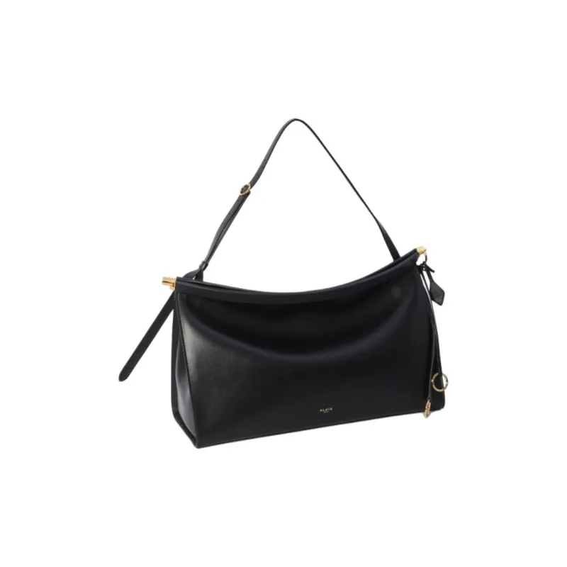 Alaia Calfskin Handbag Large Size Unisex Black-4