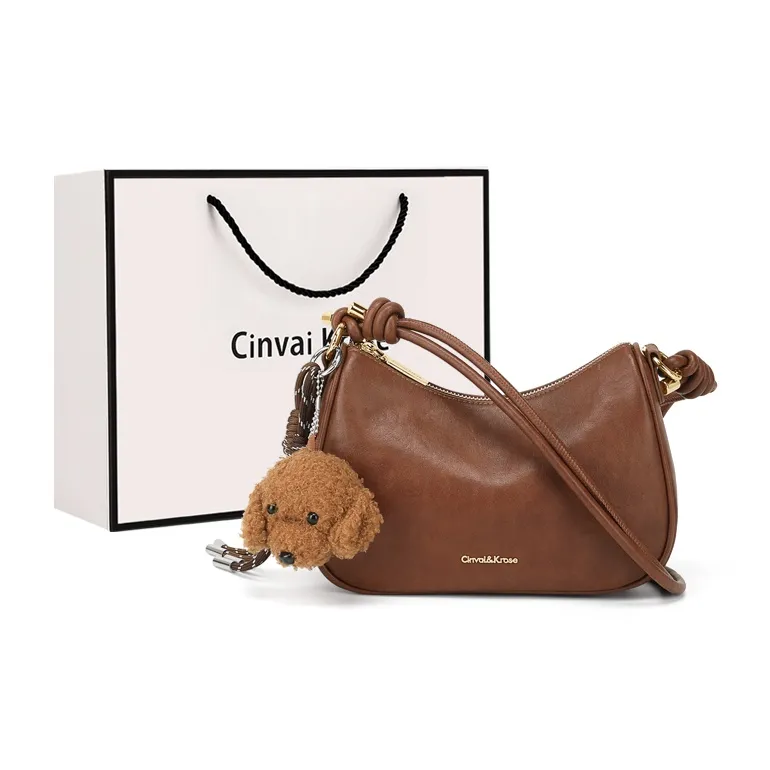 CinvaiKrose Cow Leather With Synthetic Leather Shoulder Bag, Crossbody Bag, Crescent Bag Small Size Women's Multicolor-5