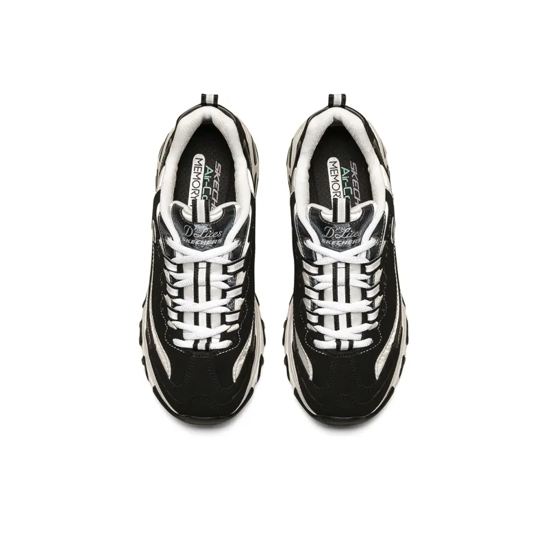 Skechers D Lites 1.0 Low Chunky Shoes Black Women's-3