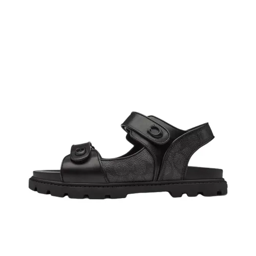 COACH Signature One Strap Sandals Men's Black