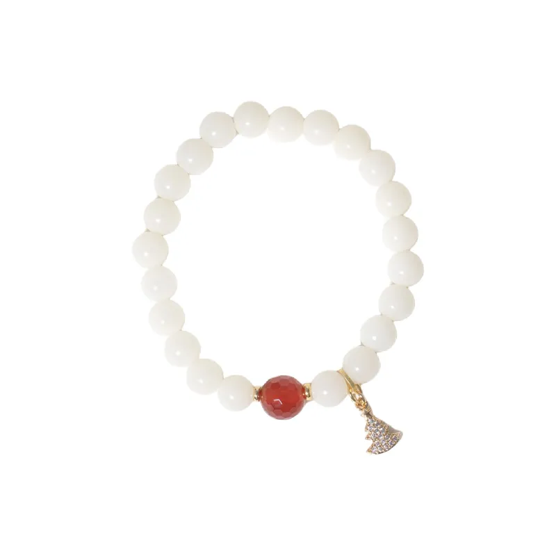 Three Treasures White Jade Bodhi Bracelets Unisex-0