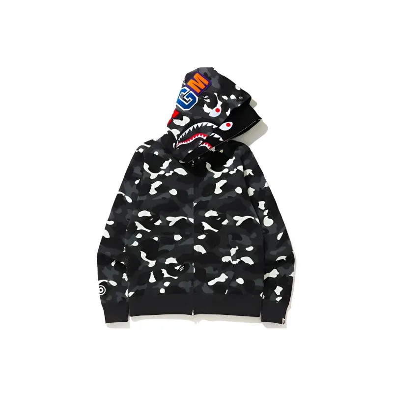 Bape City Camo Shark Wide Full Zip Double Hoodie-2