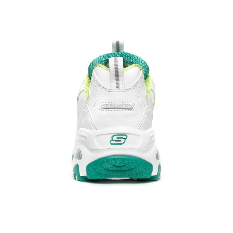 Skechers D Lites 1.0 Low Top Running Shoes White/Green Women's-4