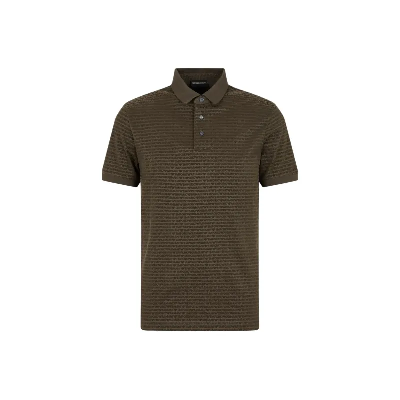 EMPORIO ARMANI Lyocell blend Jersey Polo Shirt With Flocked Lettering All Over-0