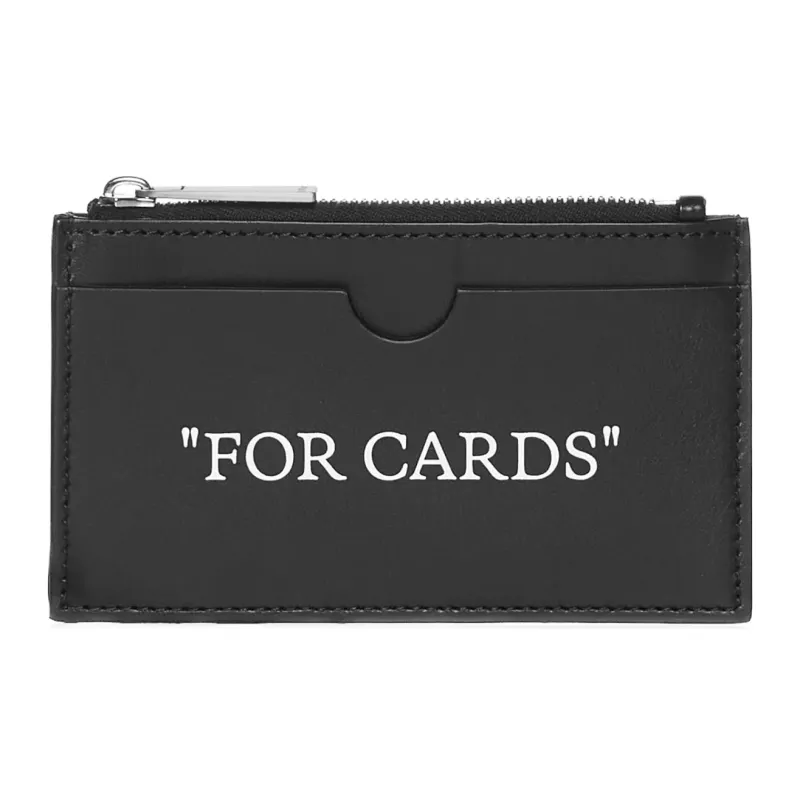 OFF WHITE Quote Print Leather Cardholder Black-0