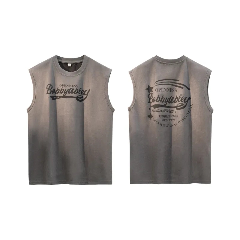 BOBBY ABLEY Versatile Loose Fit Straight Fit Letter Moisture Wicking Sleeveless Tank Top Unisex-24