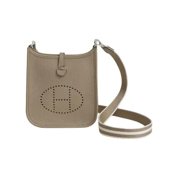 HERMES Evelyne Clemence Bullock Leather Evelyn Crossbody Bag, Shoulder Bag Mini Women's Marfa Beige