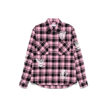OFF WHITE Character Checked Long Sleeved Shirt
