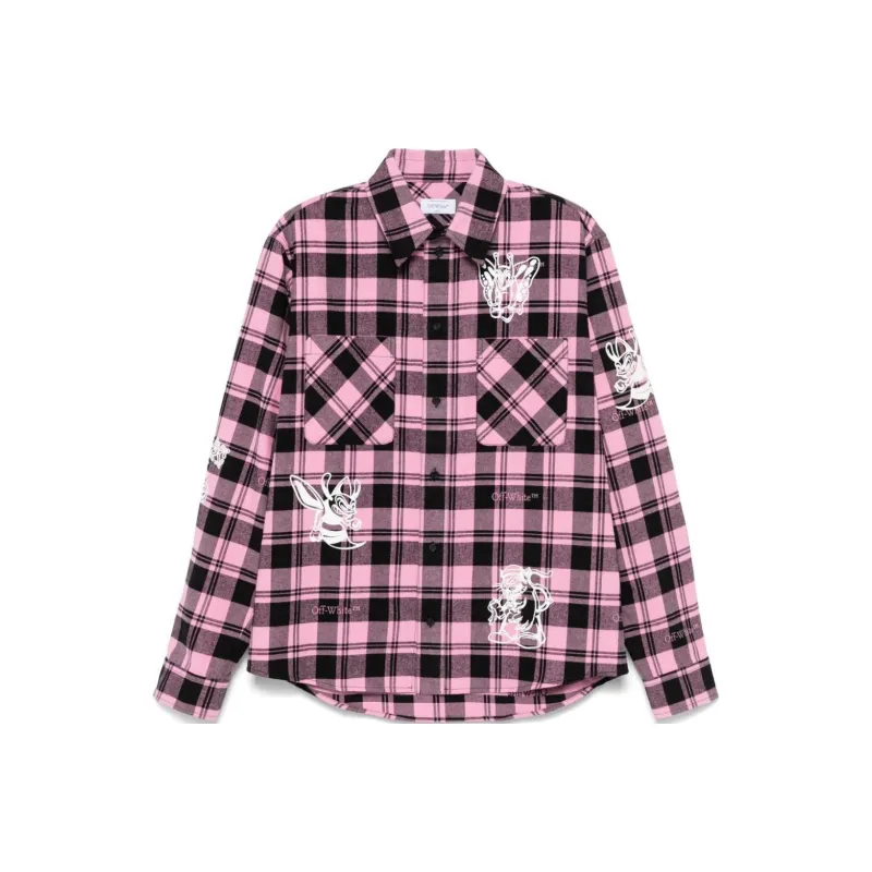 OFF WHITE Character Checked Long Sleeved Shirt-0