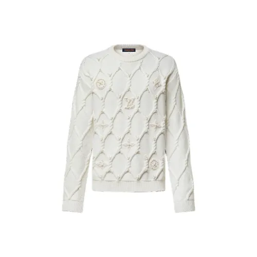 LOUIS VUITTON Embellished Cable Knit Wool Blend Pullover