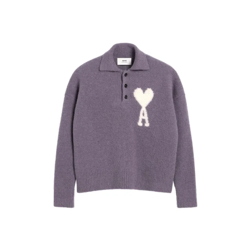 AMIPARIS Paris Ami De Coeur Knitted Polo Sweater-0