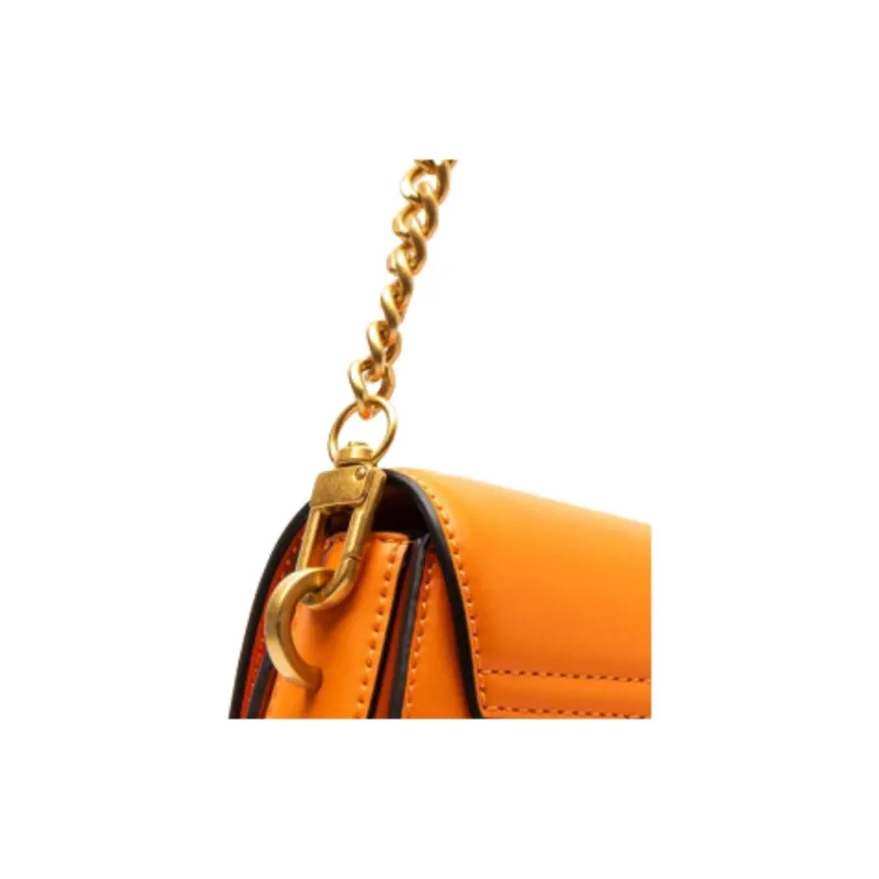 GUESS Smooth Faux Leather Portable Crossbody Bag, Shoulder Bag Mini Women's Orange-4