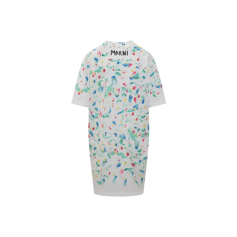 MARNI Logo Patch Motif Printed Midi Dress-1