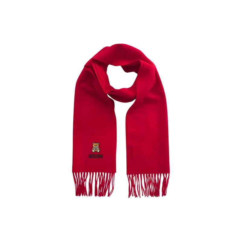 MOSCHINO Wool Knit Scarves Men's Red-1