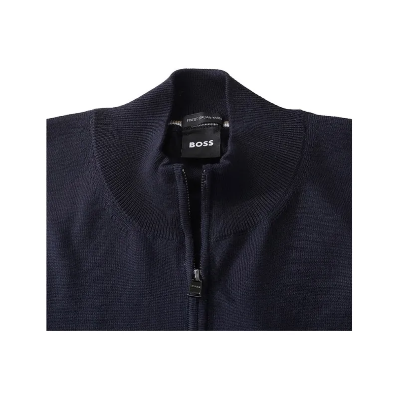 HUGO BOSS Logo Embroidered Zipped Knit Cardigan-5