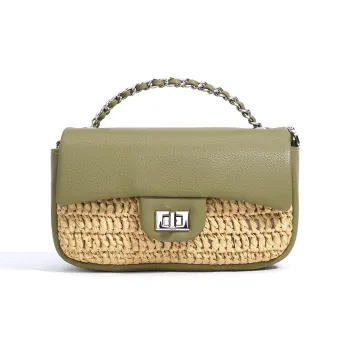 COURONNE PP Grass Composite Cow Leather Crossbody Handbag Women's Multicolor