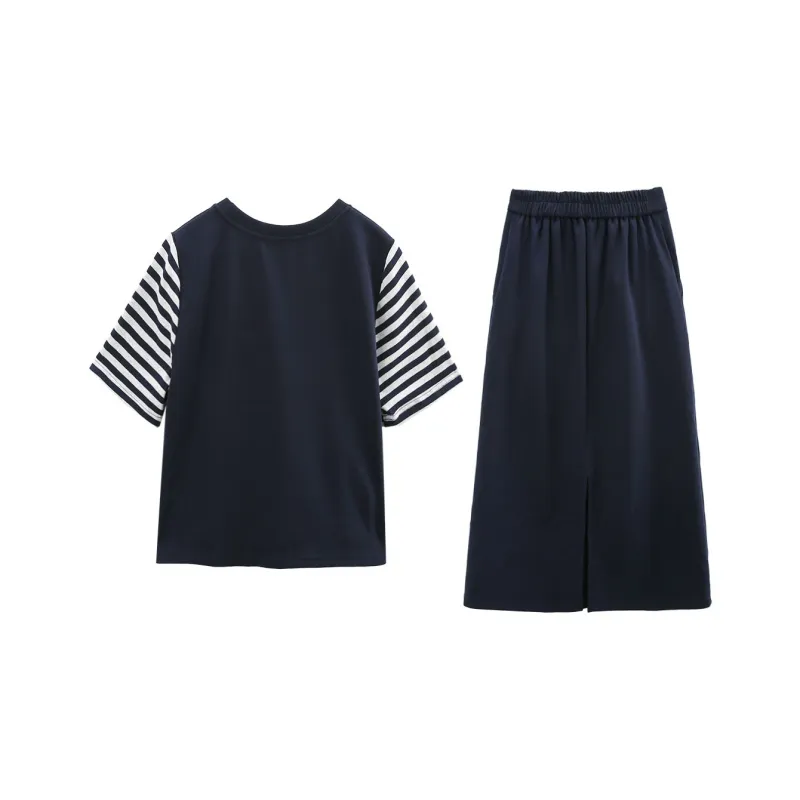 A Paradise For Awakening Skirt Set Women's Navy Blue-1