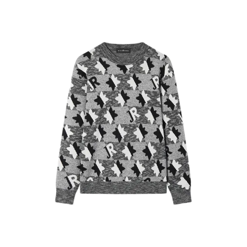 JOHN RICHMOND FW24 Sweater Men's Smoke Gray Houndstooth-0