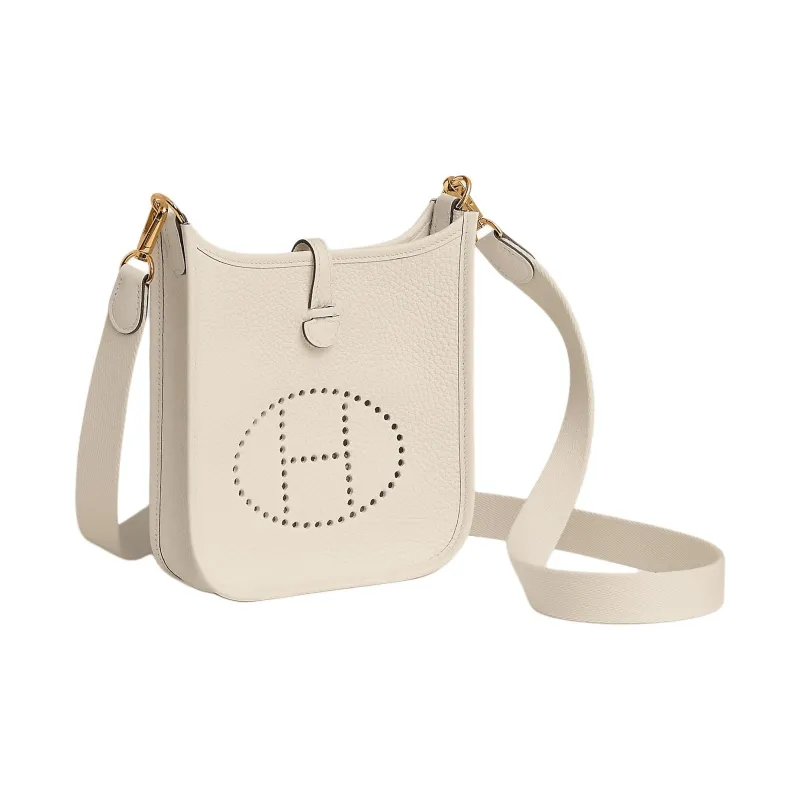 HERMES Evelyne Clemence Bullock Leather Shoulder Bag Women's Chalk White-1