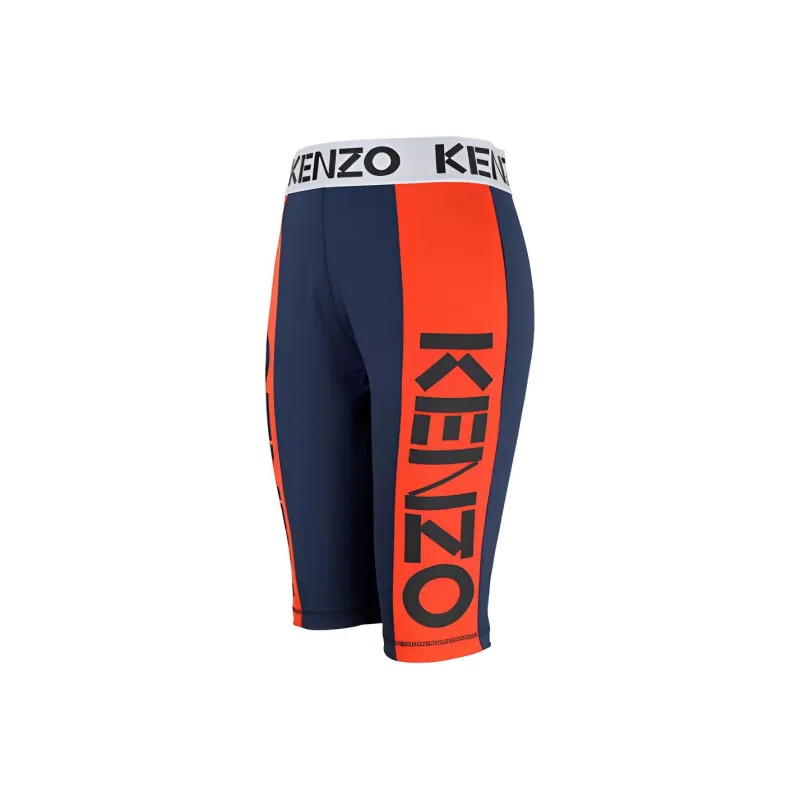 KENZO Logo-Waistband Colourblock Cycling Shorts-1