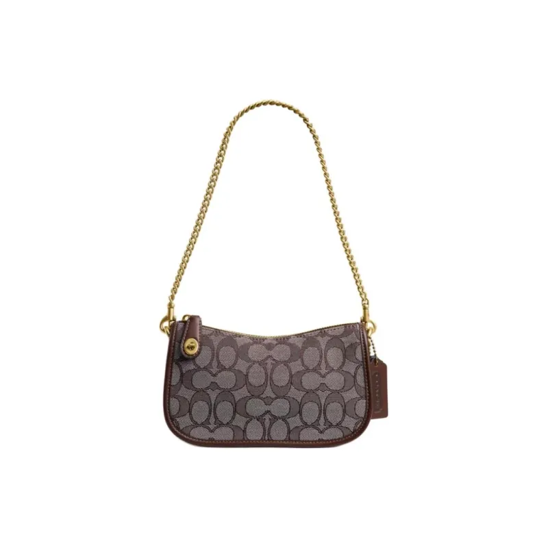 COACH Swinger Recycled Cotton Portable Crossbody Bag, Shoulder Bag Trumpets Women's Brown-0