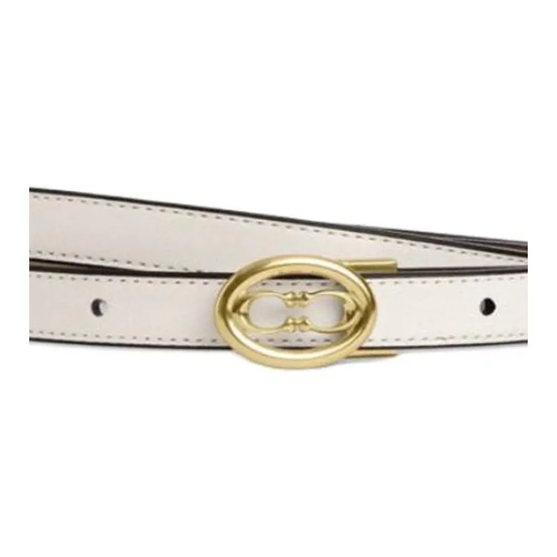 COACH Calfskin Leather Belts Unisex Taupe Width 1.8cm-1