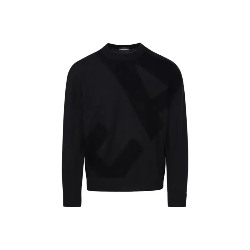 EMPORIO ARMANI Intarsia knit Logo Virgin Wool Jumper-0