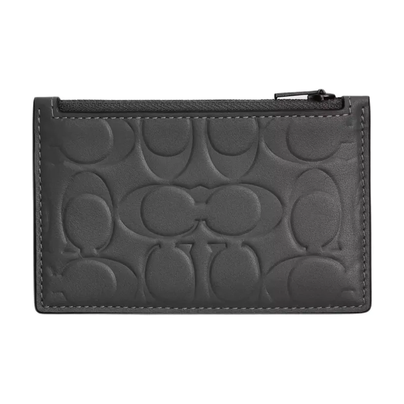 COACH Smooth Calf Leather Card Holder Mini Men's Charcoal-0