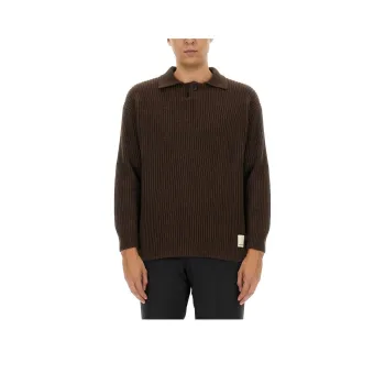 EMPORIO ARMANI Fisherman's Knit Long Sleeved Polo Shirt