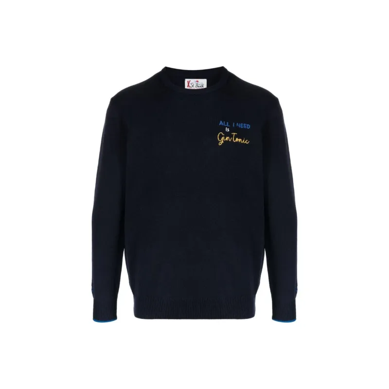 MC2 Saint Barth Gin Tonic-Embroidered Crewneck Long-Sleeved Jumper-0