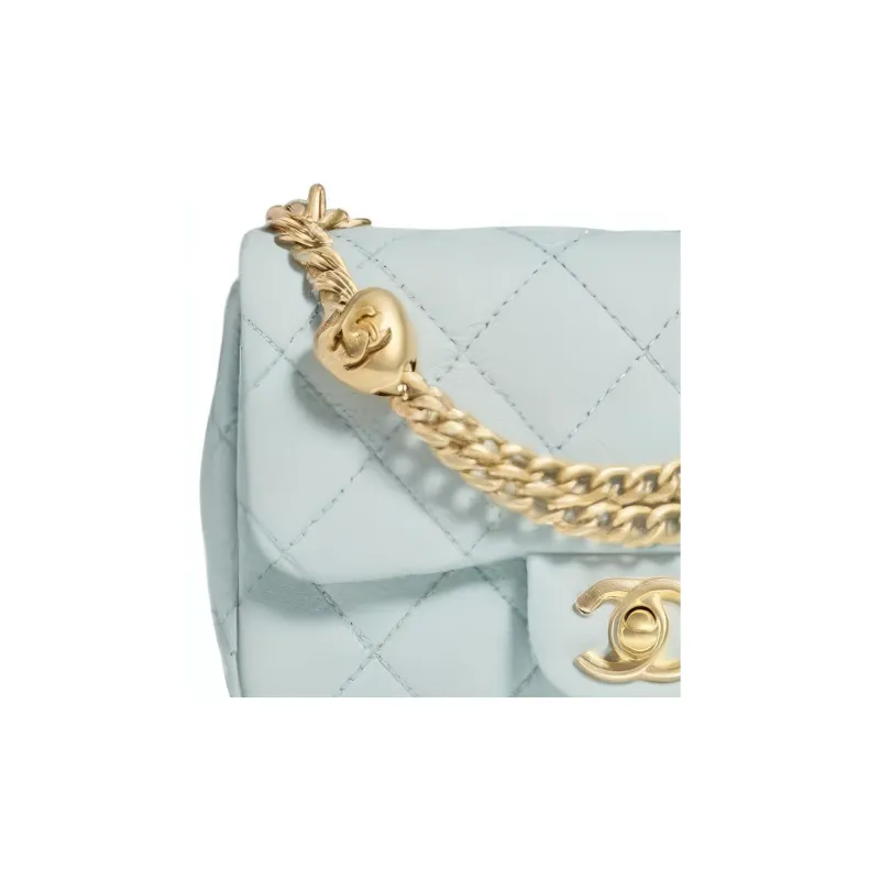 CHANEL Grain Cow Leather Flap Bag, Shoulder Bag, Crossbody Bag Mini Women's Mint Green-2