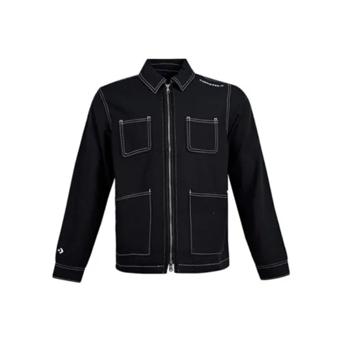 Converse Pocket Woven Long Jackets Men Black