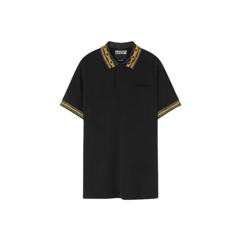 VERSACE JEANS COUTURE Contrasting trim Piqué Polo Shirt-0