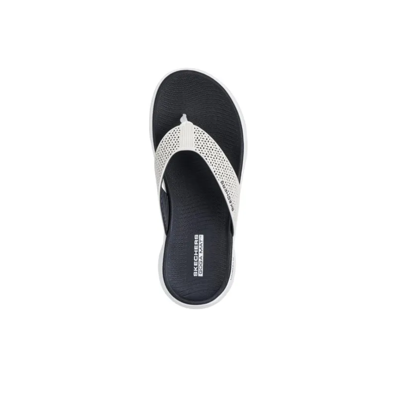 Skechers Go Walk Fle Slip Resistant Flip Flops Women's White Black-3