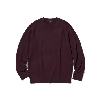 UNIQLO Cashmere Sweaters Men Dark Reddish Purple