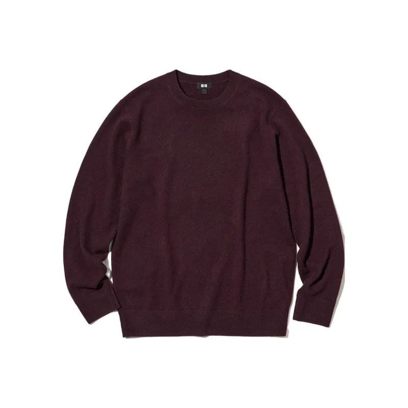 UNIQLO Cashmere Sweaters Men Dark Reddish Purple-0