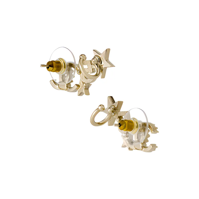 CHANEL Metal With Rhinestones Earrings Women's Gold-2