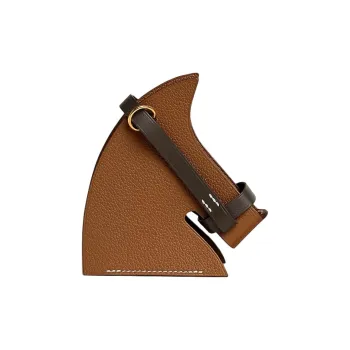 HERMES Evercolor Leather With Swift Calfskin Lipstick Leather Case Storage Bag Women's Gold Brown