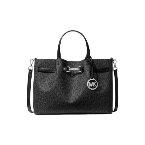 MICHAEL KORS Coated Canvas Tote Bag, Shopping Bag, Shoulder Bag, Handbag Medium Size Women's Black