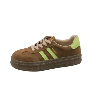 Safiya Low Top Skateboard Shoes Women's Green Tea Light Coffee Brown