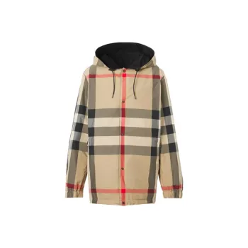 Burberry Reversible Checked Drawstring Hooded Jacket