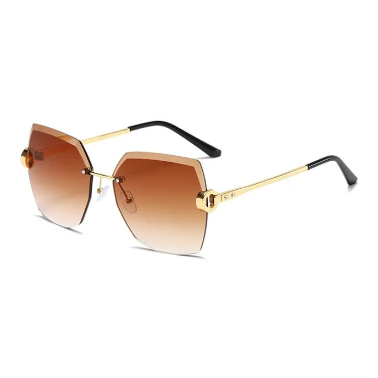 PRETTYALLUSION Metal Irregular Shape Sunglasses Unisex Multicolor-5