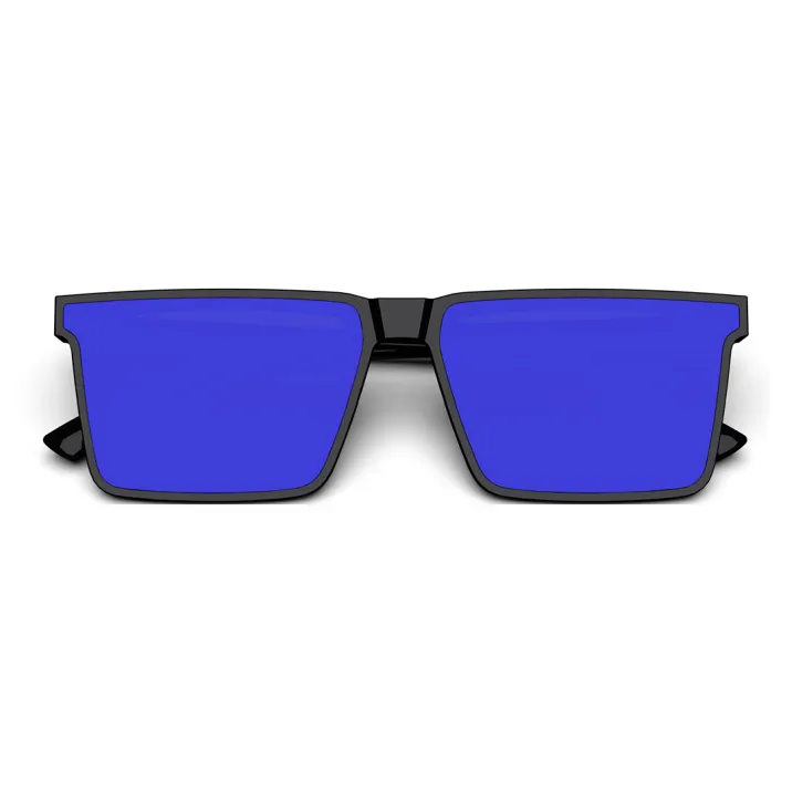 MID Plate And Metal Rectangular Sunglasses Unisex Black-0