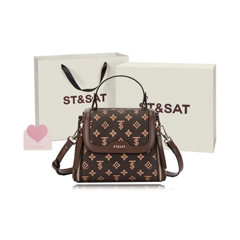 ST&SAT PVC Crossbody Handbags Regular Women's Coffee/Khaki-0