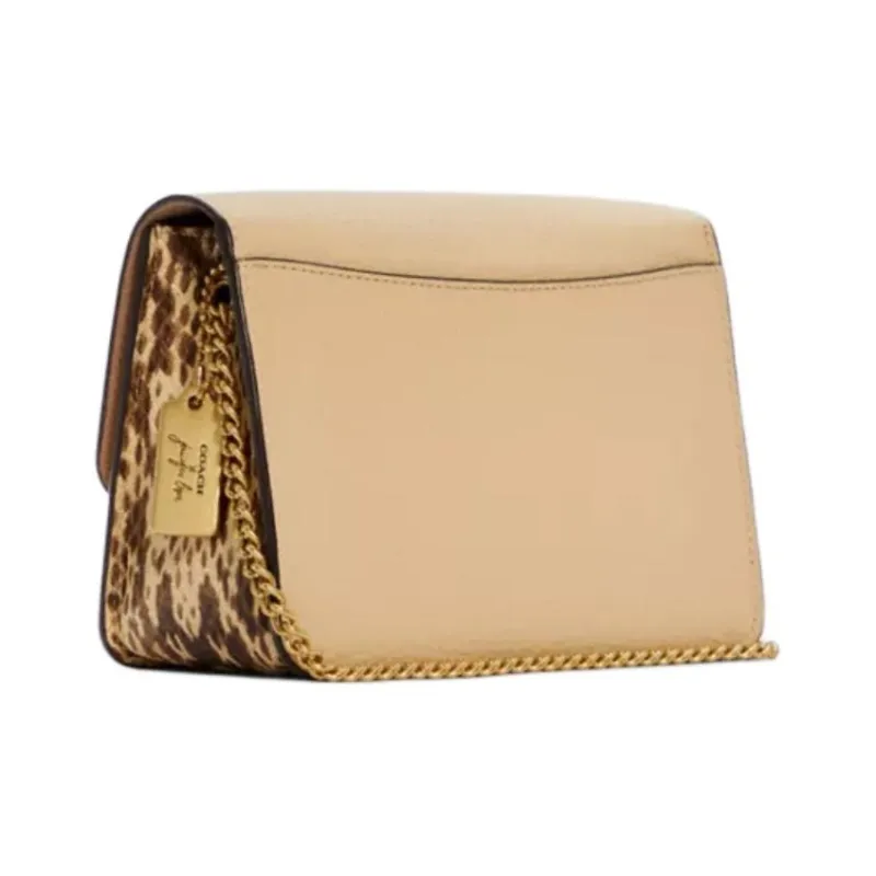 COACH Jennifer Special Collaboration Bowery Pebbled Leather Shoulder Bag, Crossbody Bag Small Size Women's Beige Yellow-1